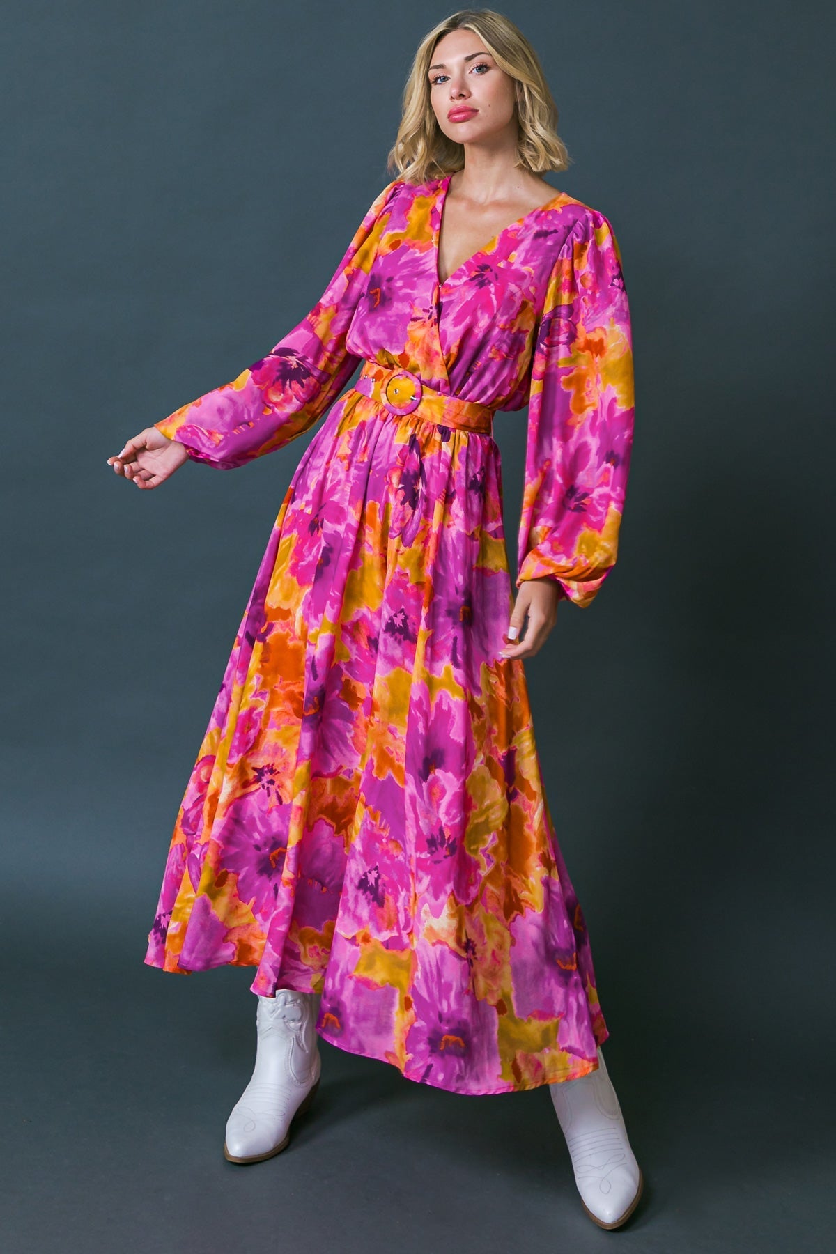 JUST WATCH ME WOVEN MIDI DRESS Flying Tomato